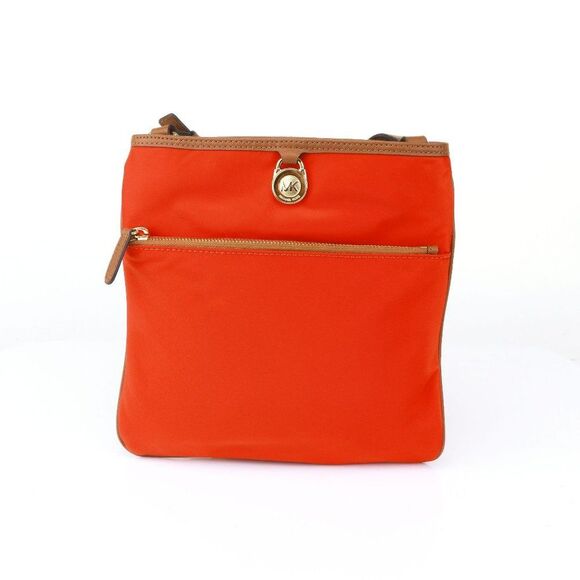 NWT Michael Kors Nylon Large Pocket Crossbody Bag Mandarin Orange - Picture 4 of 11